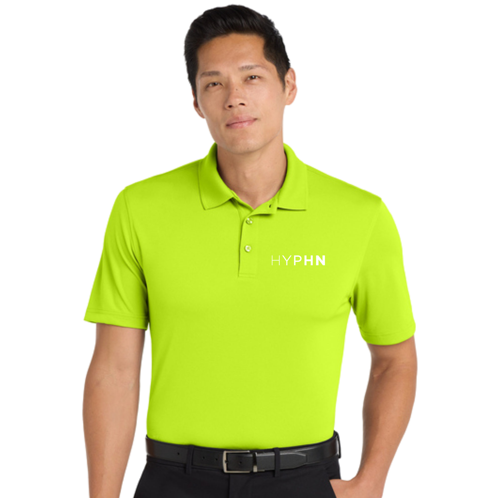 HYPHN Mens Safety Yellow Micro-Mesh Polo