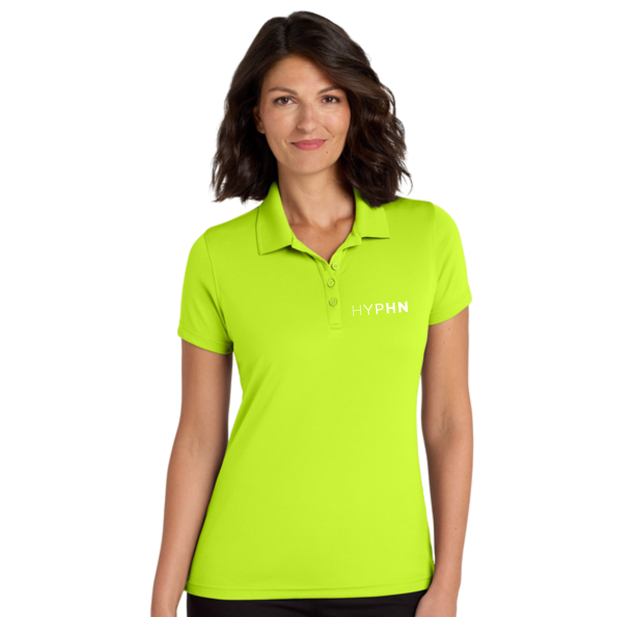 HYPHN Women's Safety Yellow Micro-Mesh Polo