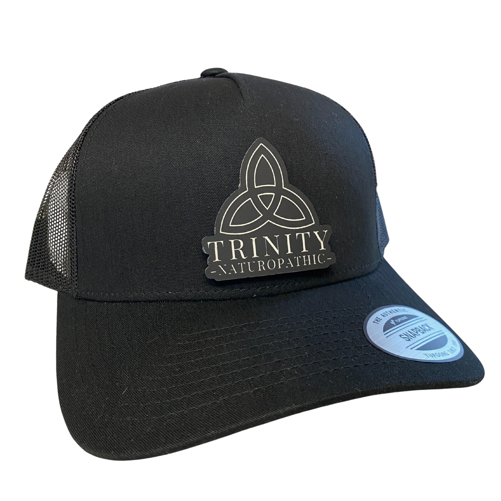 Trinity Leather Patch Trucker Hat - Black/White